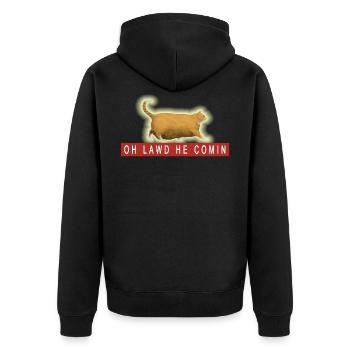 Chonk Cat Meme - Unisex Premium Bio Zip Hoodie - Schwarz - Hinten - Nico (187cm)