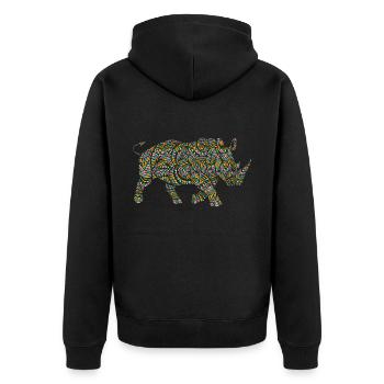 Rhino culture - Unisex Premium Organic Zip Hoodie - black - Back - Nico (187cm)