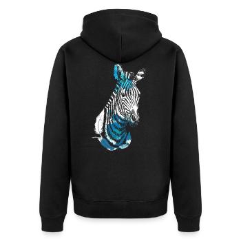 Zebra - Unisex Premium Bio Zip Hoodie - Schwarz - Hinten - Nico (187cm)