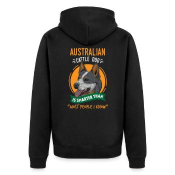 Australian Cattle Dog Schlauer als Menschen - Unisex Premium Bio Zip Hoodie - Schwarz - Hinten - Nico (187cm)