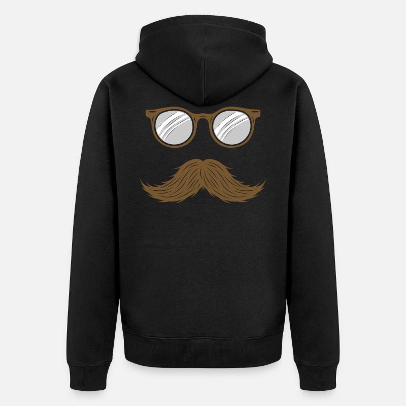 Moustache - Oberlippenbart - Mustache - Unisex Premium Bio Zip Hoodie - Schwarz