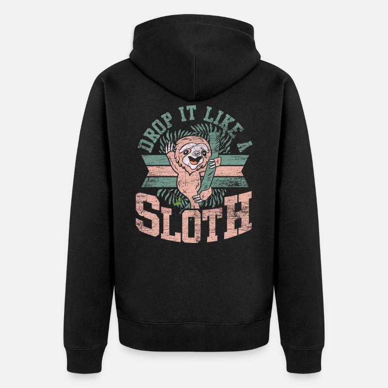 Faultier Vorbild - Unisex Premium Bio Zip Hoodie - Schwarz