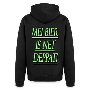 Mei Bier is net deppat ! - Veste à capuche bio Premium Unisexe - noir - Dos - Nico (187cm)