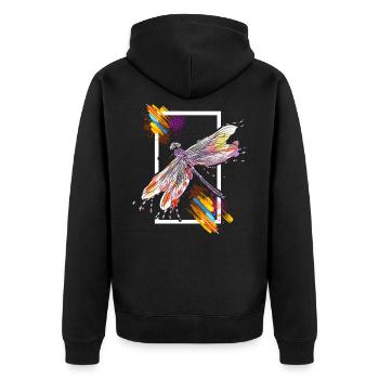 dragon-fly - Unisex Premium Organic Zip Hoodie - black - Back - Nico (187cm)