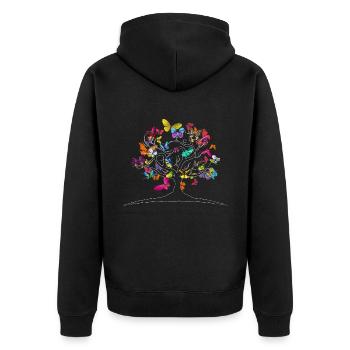 Schmetterlinge Schmetterlingsbaum - Unisex Premium Bio Zip Hoodie - Schwarz - Hinten - Nico (187cm)