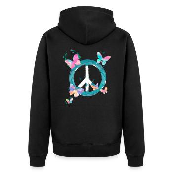 Papillons de signe de paix - Veste à capuche bio Premium Unisexe - noir - Dos - Nico (187cm)