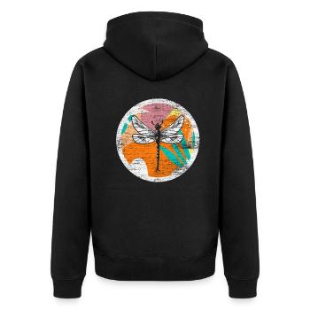 dragon-fly - Unisex Premium Organic Zip Hoodie - black - Back - Nico (187cm)
