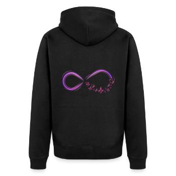 Schmetterlinge Freiheit - Unisex Premium Bio Zip Hoodie - Schwarz - Hinten - Nico (187cm)