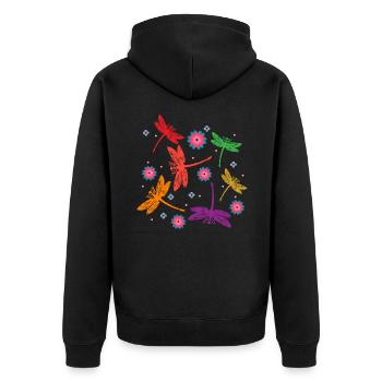 Libellen Tiere - Unisex Premium Bio Zip Hoodie - Schwarz - Hinten - Nico (187cm)