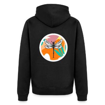 Libelle Tierliebhaber - Unisex Premium Bio Zip Hoodie - Schwarz - Hinten - Nico (187cm)