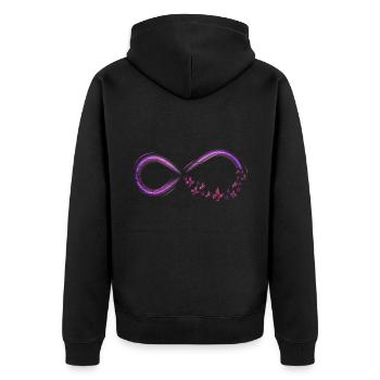 Schmetterlinge Unendlichkeit - Unisex Premium Bio Zip Hoodie - Schwarz - Hinten - Nico (187cm)
