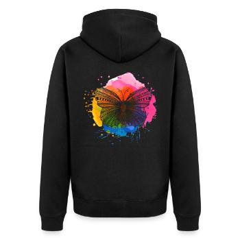 Animaux papillon - Veste à capuche bio Premium Unisexe - noir - Dos - Nico (187cm)