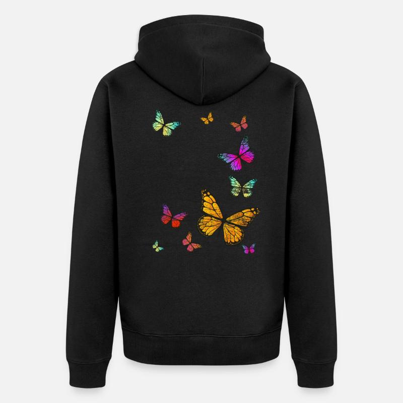 Essaim de papillons - Veste à capuche bio Premium Unisexe - noir