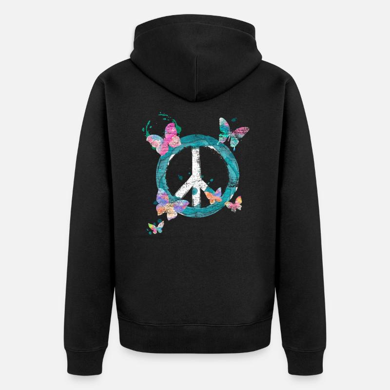 Papillons Paix - Veste à capuche bio Premium Unisexe - noir