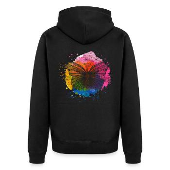 Chenille papillon cocon - Veste à capuche bio Premium Unisexe - noir - Dos - Nico (187cm)