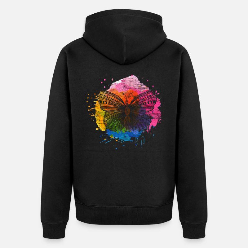 Chenille papillon cocon - Veste à capuche bio Premium Unisexe - noir