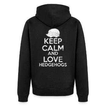 Hedgehog - Unisex Premium Organic Zip Hoodie - black - Back - Nico (187cm)