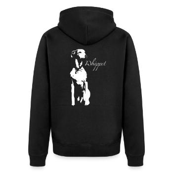 Whippet - Unisex Premium Bio Zip Hoodie - Schwarz - Hinten - Nico (187cm)