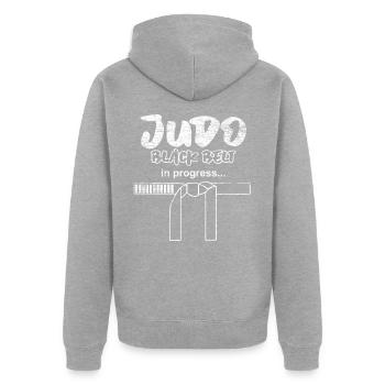 Ceinture de judo - Veste à capuche bio Premium Unisexe - gris chiné - Dos - Nico (187cm)