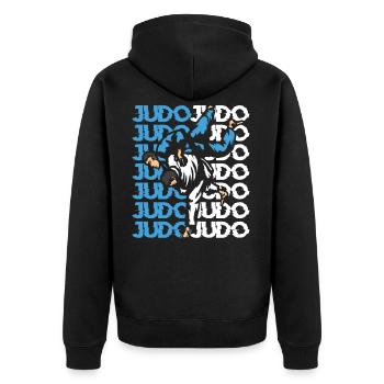 judo - Unisex Premium Organic Zip Hoodie - black - Back - Nico (187cm)