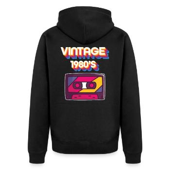 Musik 80er Jahre - Unisex Premium Bio Zip Hoodie - Schwarz - Hinten - Nico (187cm)