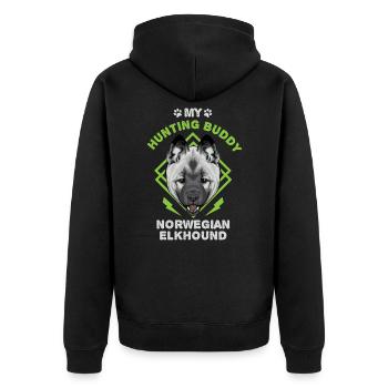 Norwegian Elk Dog Norwegian Elkhound - Unisex Premium Organic Zip Hoodie - black - Back - Nico (187cm)