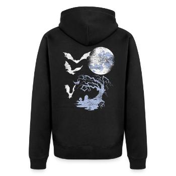 Fledermaus Mond - Unisex Premium Bio Zip Hoodie - Schwarz - Hinten - Nico (187cm)