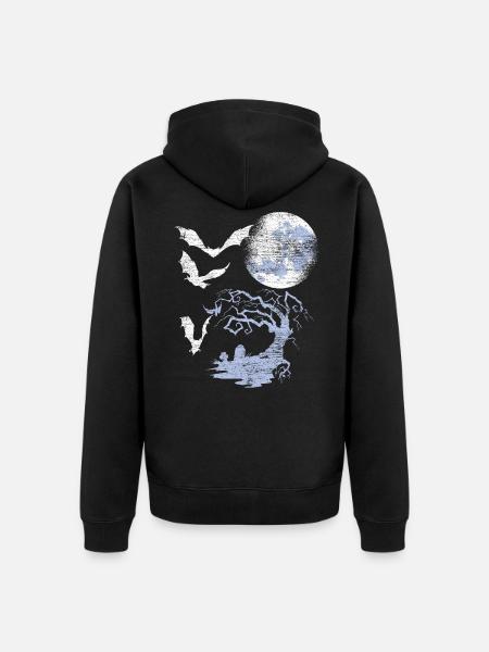 Bat Moon - Unisex Premium Organic Zip Hoodie - black