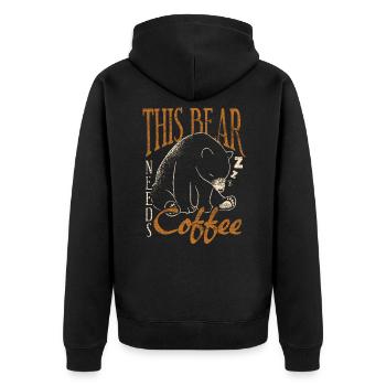 Bear coffee - Unisex Premium Organic Zip Hoodie - black - Back - Nico (187cm)
