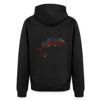 Chamäleon Farben - Unisex Premium Bio Zip Hoodie - Schwarz - Hinten - Nico (187cm)