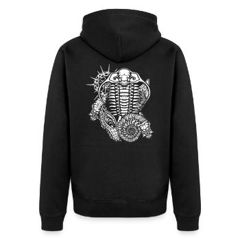 Fossils Stone Age - Unisex Premium Organic Zip Hoodie - black - Back - Nico (187cm)