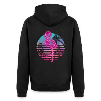Flamingo Miami - Unisex Premium Organic Zip Hoodie - black - Back - Nico (187cm)