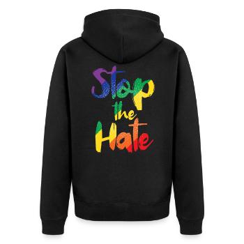 LGBT - Unisex Premium Bio Zip Hoodie - Schwarz - Hinten - Nico (187cm)