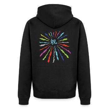 JAPAN PARTY JAPANISCHES SCHRIFTZEICHEN DESIGN - Unisex Premium Bio Zip Hoodie - Schwarz - Hinten - Nico (187cm)