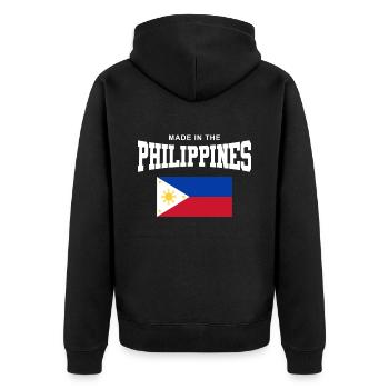 Philippinen - Unisex Premium Bio Zip Hoodie - Schwarz - Hinten - Nico (187cm)
