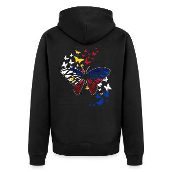 Philippinen Schmetterling - Unisex Premium Bio Zip Hoodie - Schwarz - Hinten - Nico (187cm)