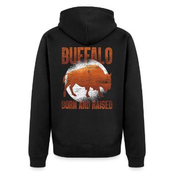 buffalo - Unisex Premium Organic Zip Hoodie - black - Back - Nico (187cm)