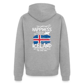 Islande - Veste à capuche bio Premium Unisexe - gris chiné - Dos - Nico (187cm)