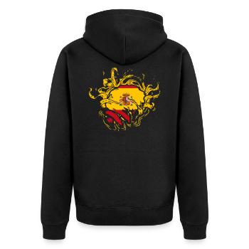 Spanien - Unisex Premium Bio Zip Hoodie - Schwarz - Hinten - Nico (187cm)