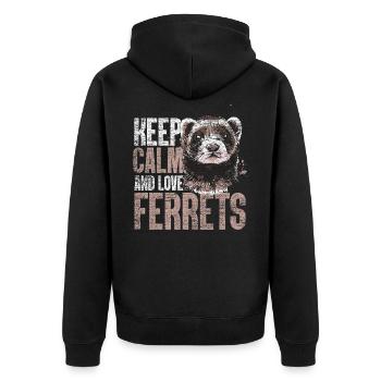 Ferret stress - Unisex Premium Organic Zip Hoodie - black - Back - Nico (187cm)