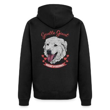 Pyrenäenberghund Great Pyrenees - Unisex Premium Bio Zip Hoodie - Schwarz - Hinten - Nico (187cm)