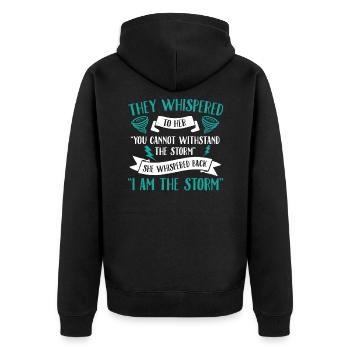 Ich Bin Der Sturm - Unisex Premium Bio Zip Hoodie - Schwarz - Hinten - Nico (187cm)