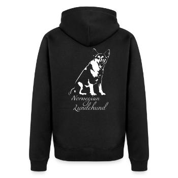 Norwegischer Lundehund Norwegian Lundehund - Unisex Premium Bio Zip Hoodie - Schwarz - Hinten - Nico (187cm)