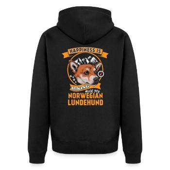Norwegischer Lundehund Norwegian Lundehund - Unisex Premium Bio Zip Hoodie - Schwarz - Hinten - Nico (187cm)