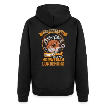Norwegischer Lundehund Norwegian Lundehund - Unisex Premium Bio Zip Hoodie - Schwarz - Hinten - Nico (187cm)