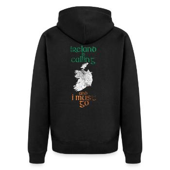 Irland - Unisex Premium Bio Zip Hoodie - Schwarz - Hinten - Nico (187cm)
