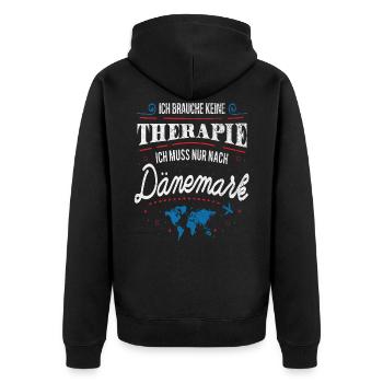 Denmark - Unisex Premium Organic Zip Hoodie - black - Back - Nico (187cm)