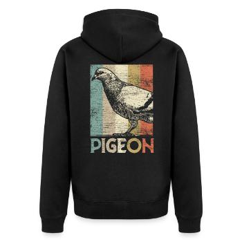 Taube Brieftaube - Unisex Premium Bio Zip Hoodie - Schwarz - Hinten - Nico (187cm)