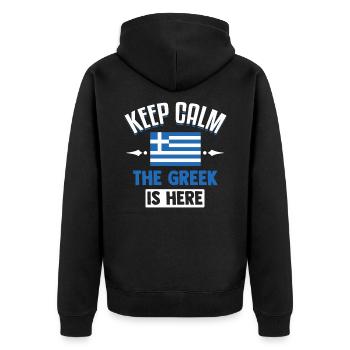 Griechenland Griechische Flagge Geschenk Lustig - Unisex Premium Bio Zip Hoodie - Schwarz - Hinten - Nico (187cm)