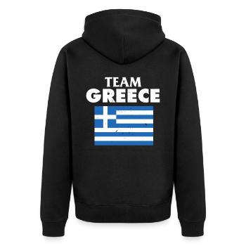 Team Grèce Sport Football Team Shirt - Veste à capuche bio Premium Unisexe - noir - Dos - Nico (187cm)